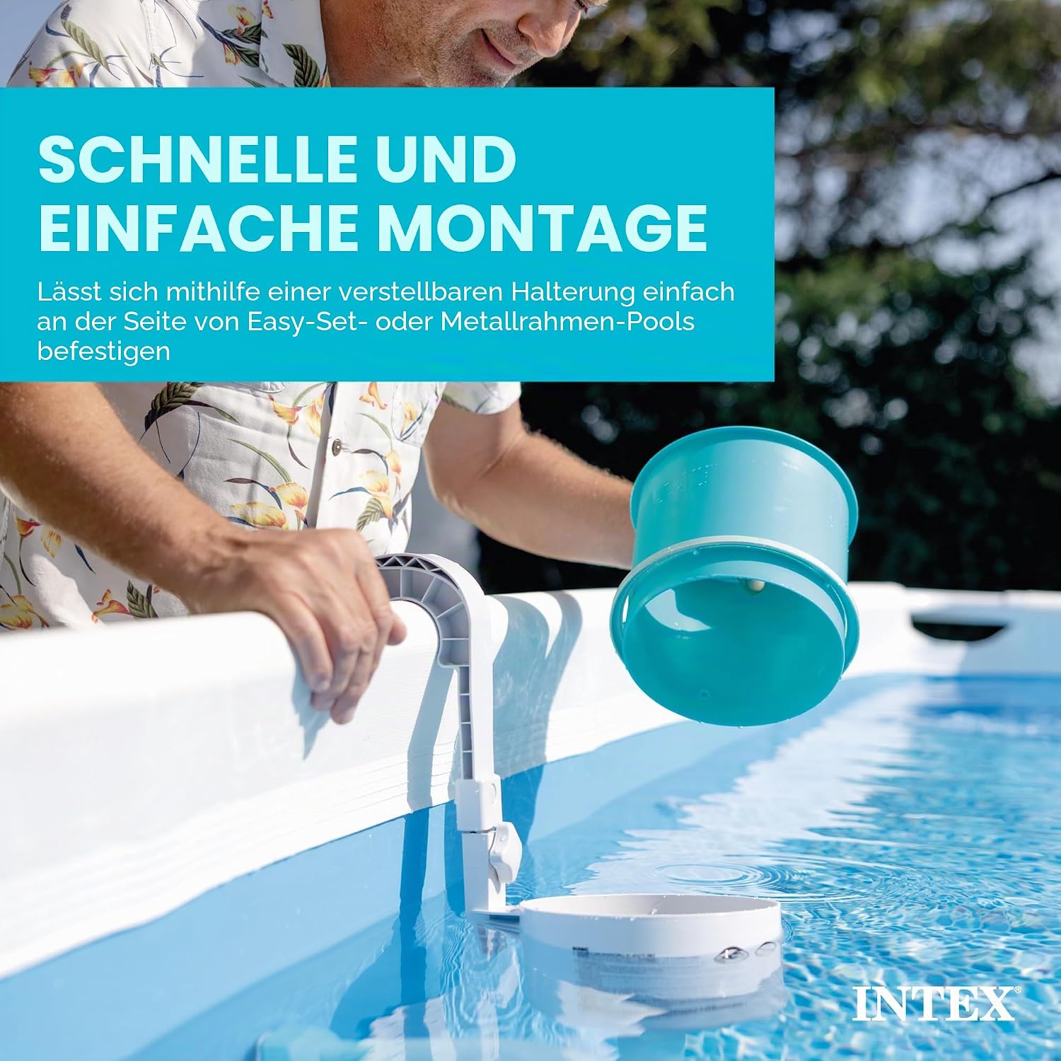 Detalle de Intex Deluxe Oberflächenskimmer 28000E – Wandmontage, Grau, 20.96 x 24.13 x 33.02 cm