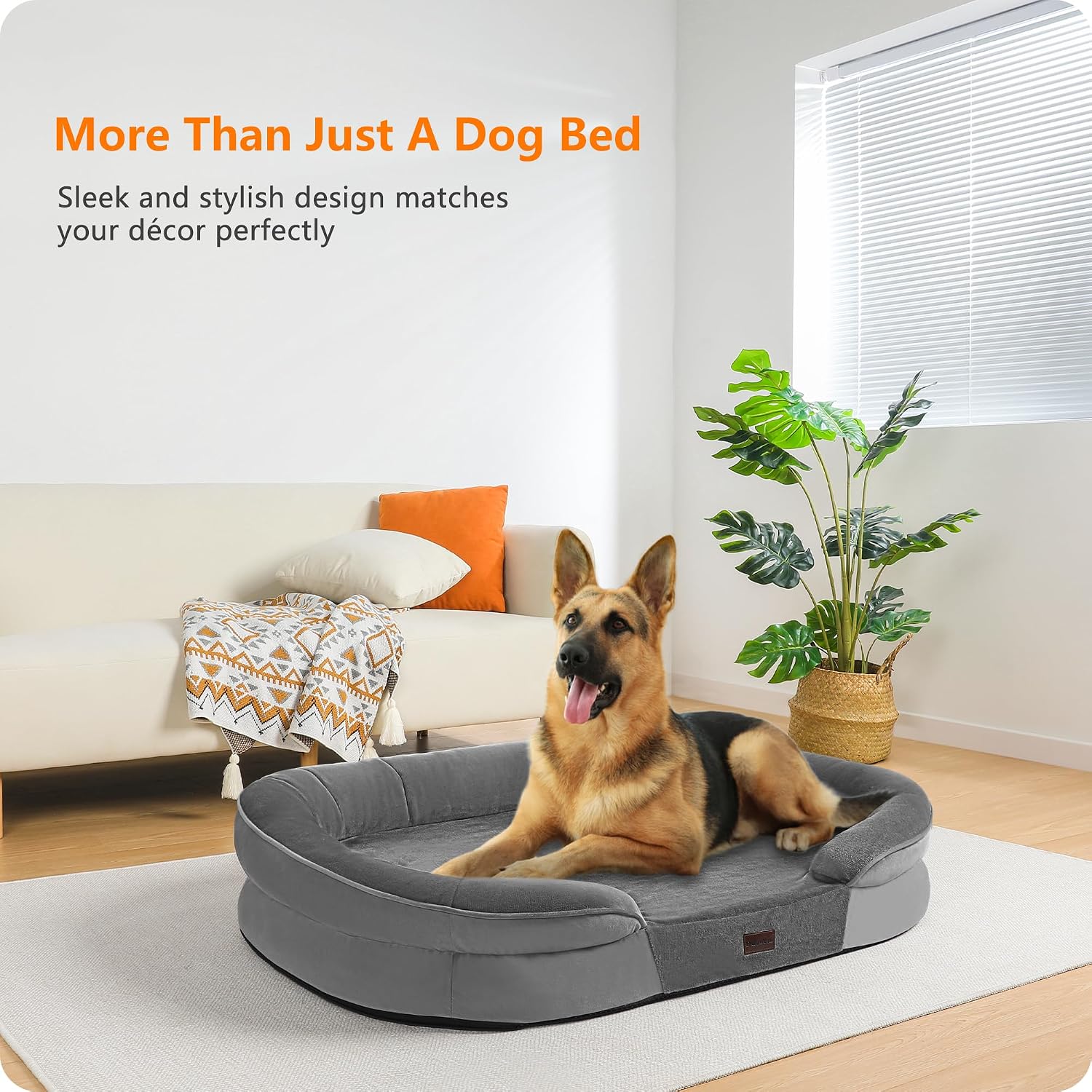 Detalle de Dwanton X-Large Orthopedic Dog Bed Sofa, 45-Inch Gel Memory Foam, Waterproof Liner