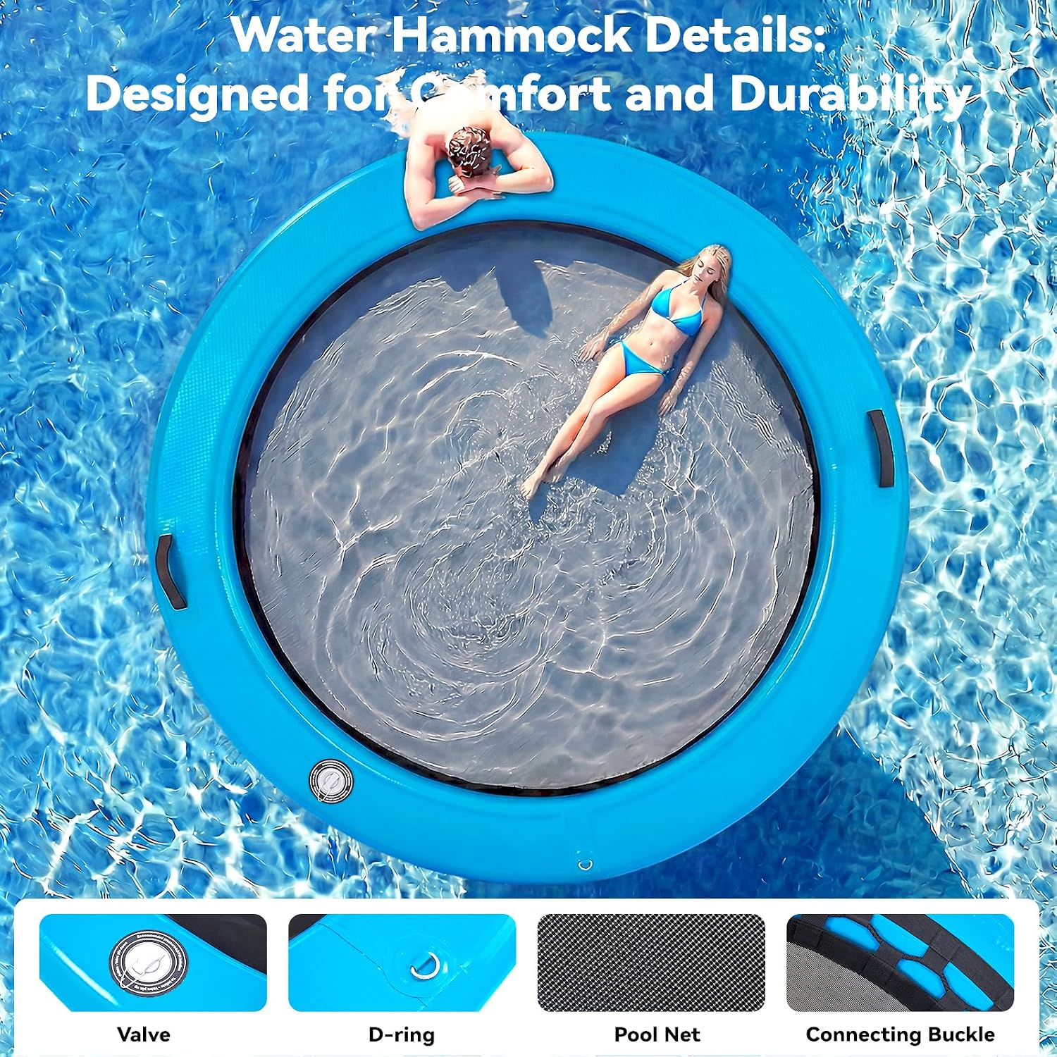 Detalle de Danrelax 12x12 ft Round Inflatable Floating Dock with Sunchill Ring
