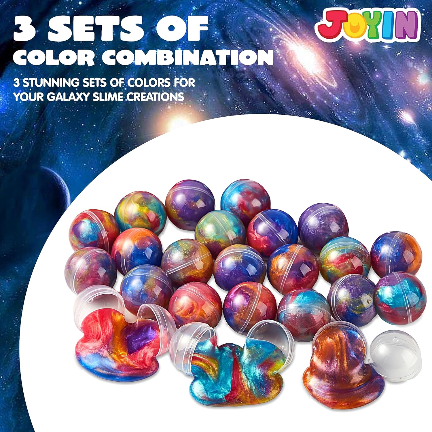 Detalle 2 de JOYIN Galaxy Slime Party Favors (24-Pack) — Stretchy, Non-Sticky, Mess-Free Slime Balls