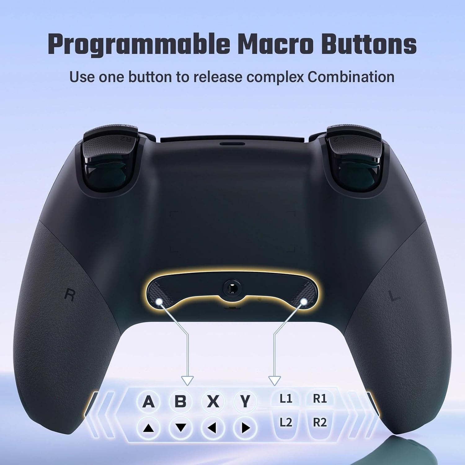 Thumbnail 3 de LATEC Mando inalámbrico para PS4 con Bluetooth, macros y sensor giroscópico 6 ejes (negro)