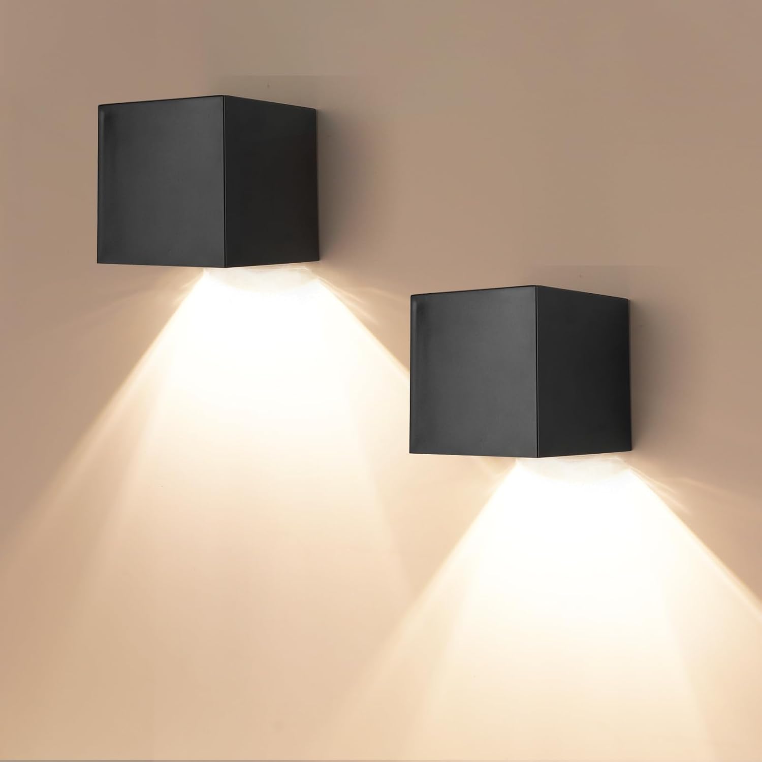 Detalle de YUNYODA Solar wall lights zonne-wandlampen, set van 2, IP65, warm- of koelwit