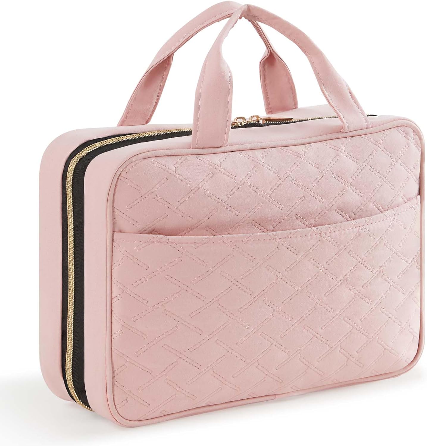 Detalle de Lifewit Reise Kulturbeutel Damen – Große, aufhängbare Kosmetiktasche mit PVC-Design, Rosa (Medium)