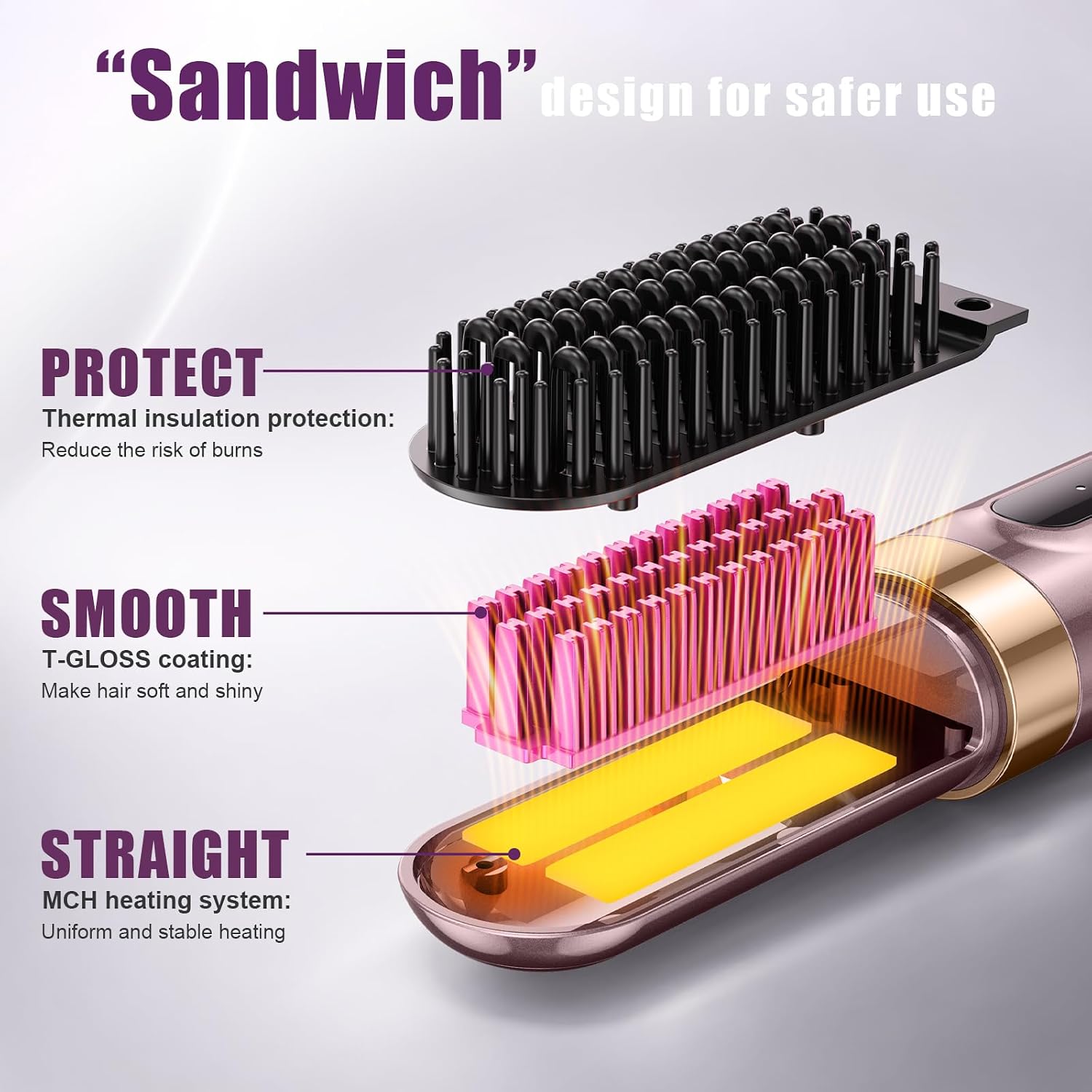 Detalle de Go Brush Pro Cordless Straightening Brush 4000mAh
