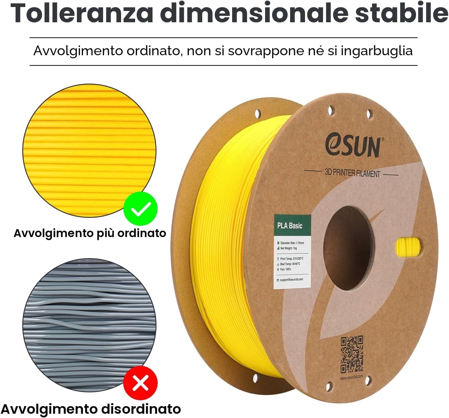 Thumbnail 1 de eSUN Filamento PLA 1,75 mm – Basic PLA, 1 kg, Giallo
