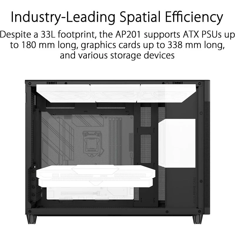 Detalle 2 de ASUS AP201 Prime Case TG Negra con USB 3.2 🖥