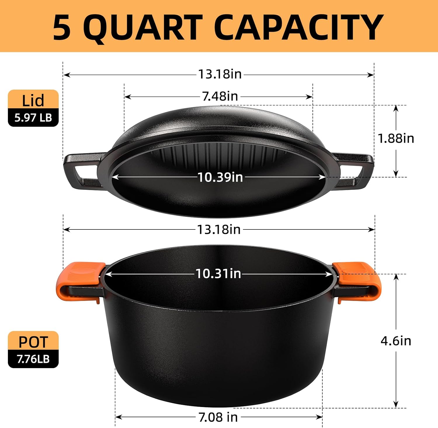 Thumbnail 2 de Umite Chef Cast Iron Dutch Oven 5QT