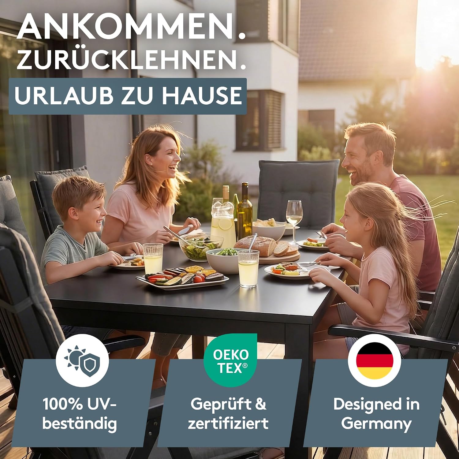 Thumbnail 4 de LILENO HOME Gartenstuhl Auflagen 2er Set Hochlehner Uni Anthrazit