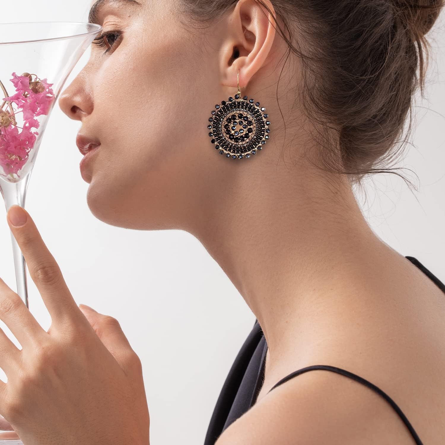 Thumbnail 1 de Perlenohrringe für Damen – Bohemia-Statement-Ohrringe mit Glasperlen und Kristall-Betonung