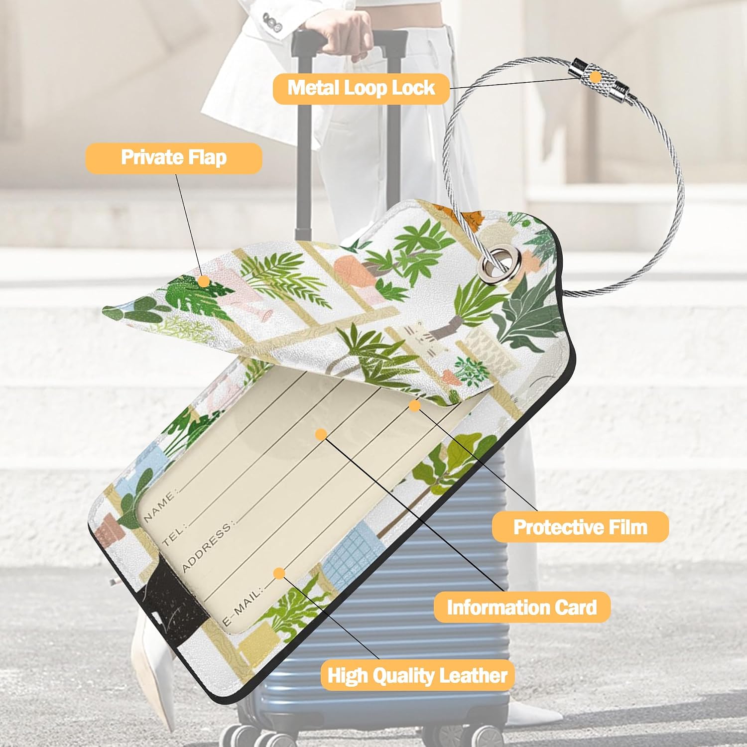 Thumbnail 3 de 2-Pack Luggage Tags for Suitcases with Privacy Cover and Metal Loop