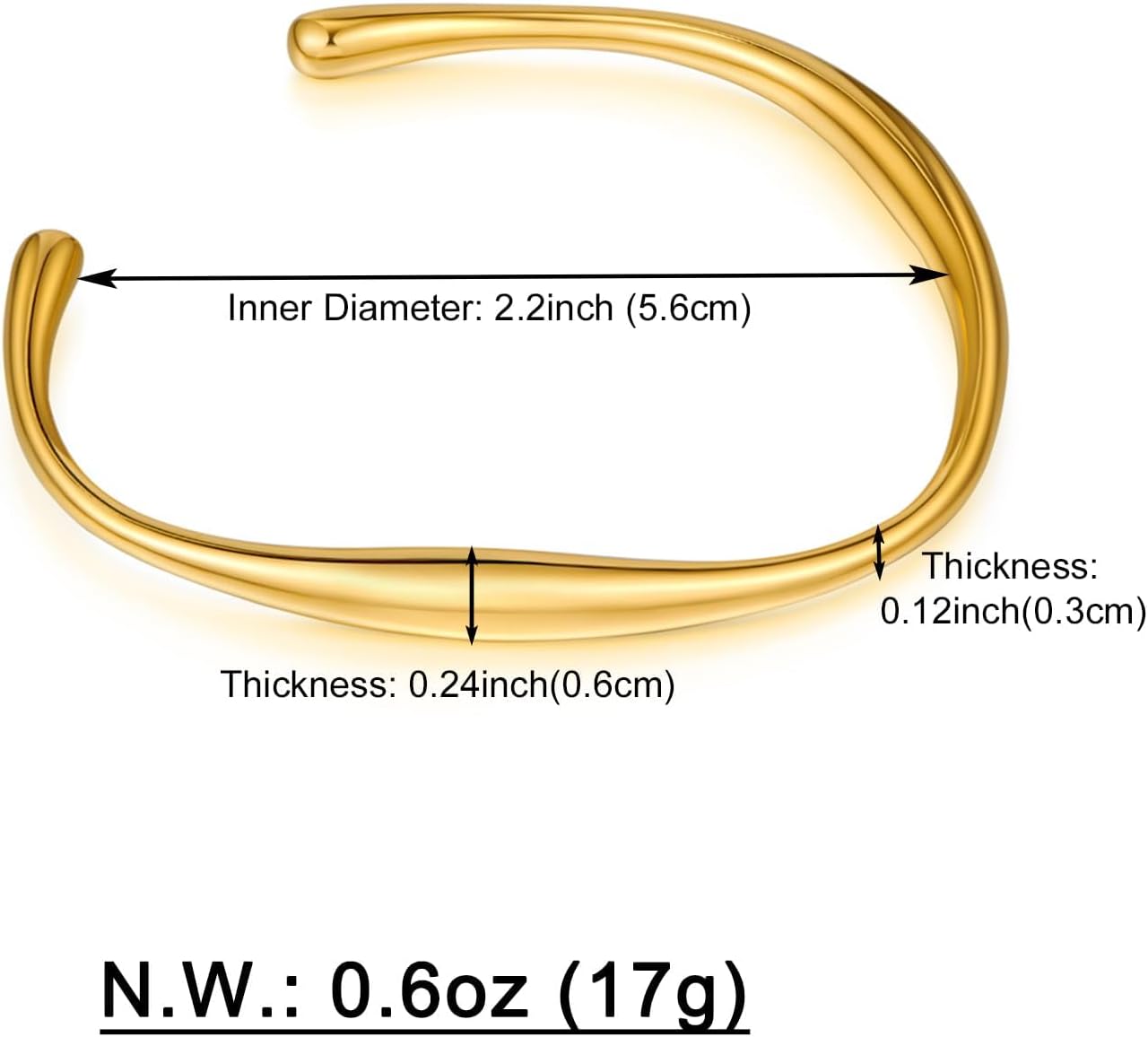 Thumbnail 3 de LILIE&WHITE Adjustable Teardrop Gold Cuff Bracelet for Women