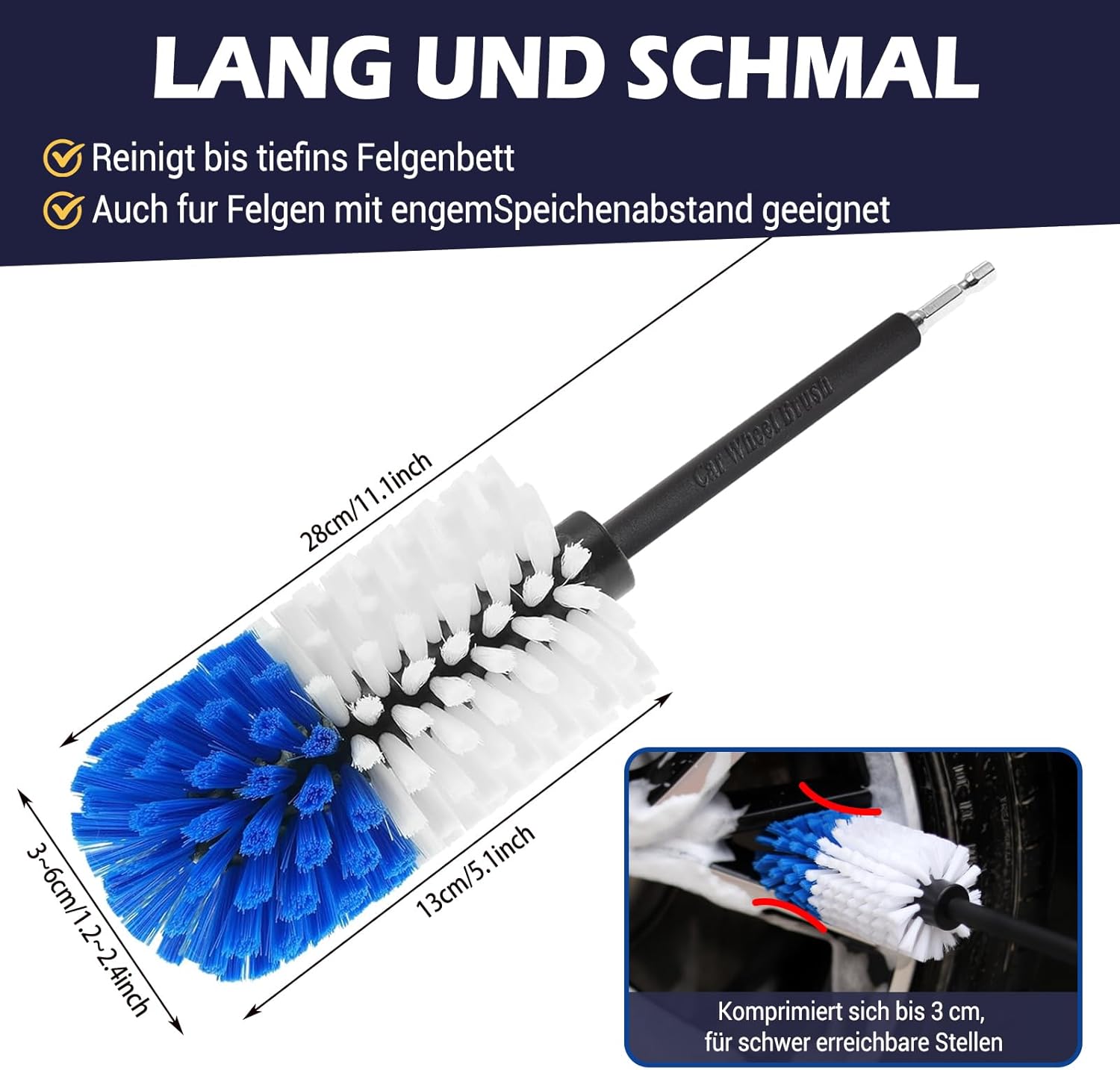 Thumbnail 2 de Kasauber Felgenbürste für Akkuschrauber – Wheel Brush für Felgenreinigung an Auto, Motorrad & Fahrrad