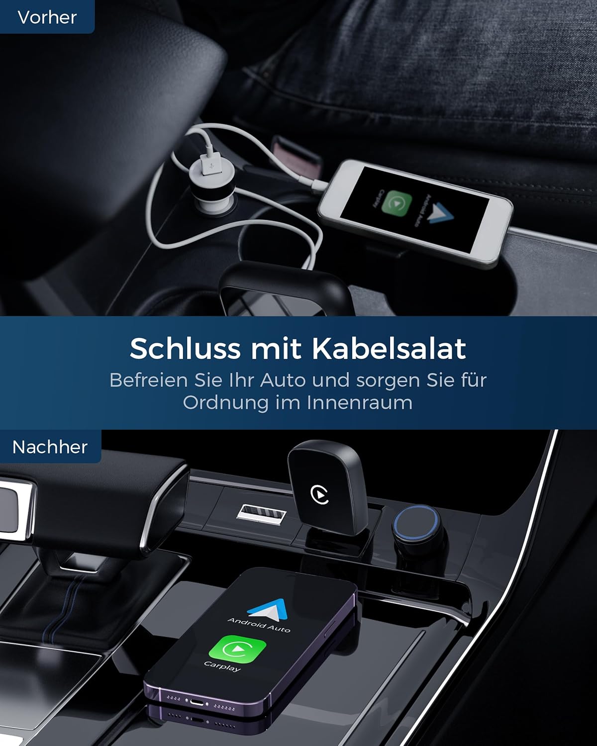 Thumbnail 6 de WityEye CarPlay & Android Auto Wireless Adapter 2-in-1 (V5.3) – stabile Verbindung, Dualband-WiFi 6
