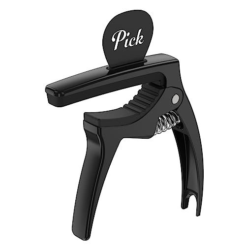 Detalle de TANMUS Guitar Capo 3in1: Metal Capo with Pin Puller, 360° Pick Holder and Soft Touch