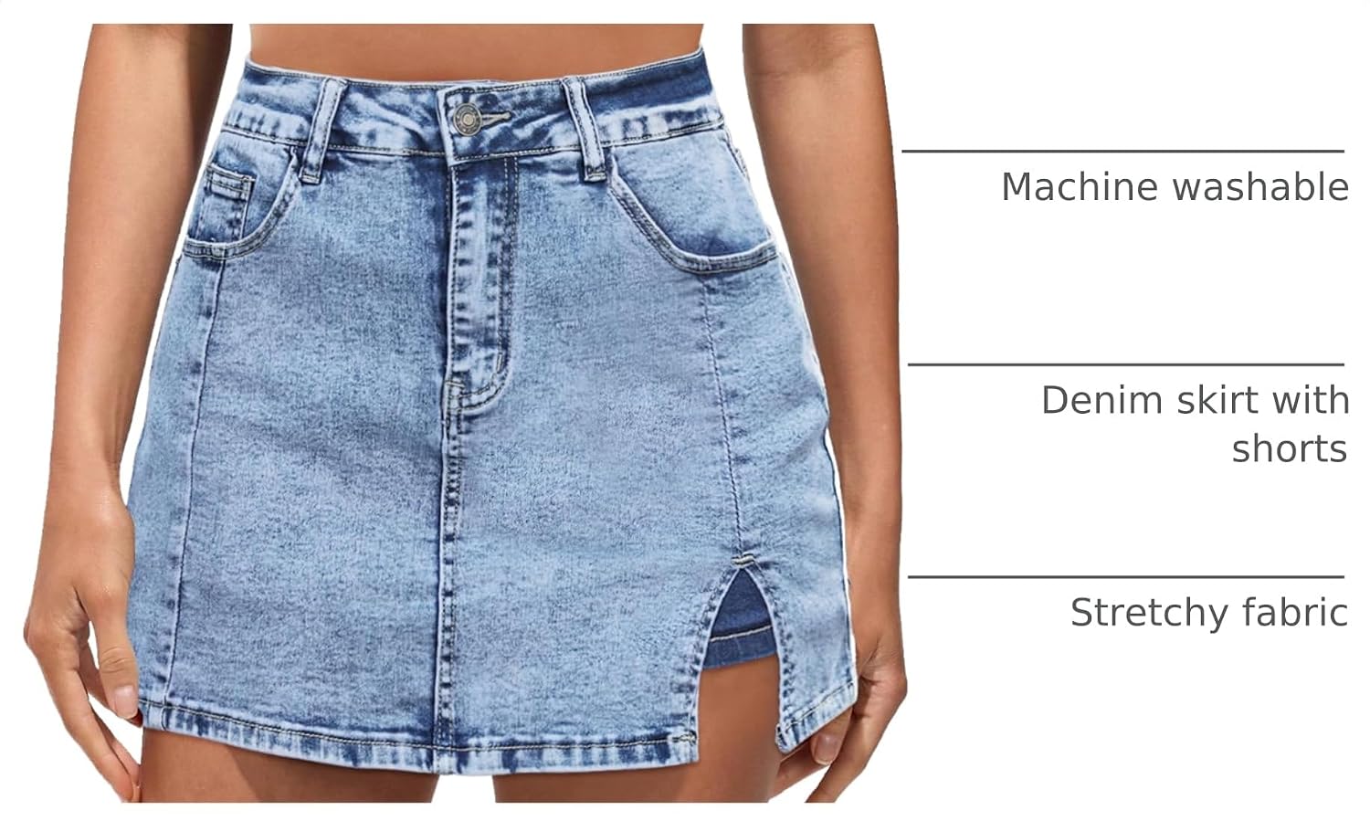 Detalle 2 de Vetinee Jean Skorts High Waisted Denim