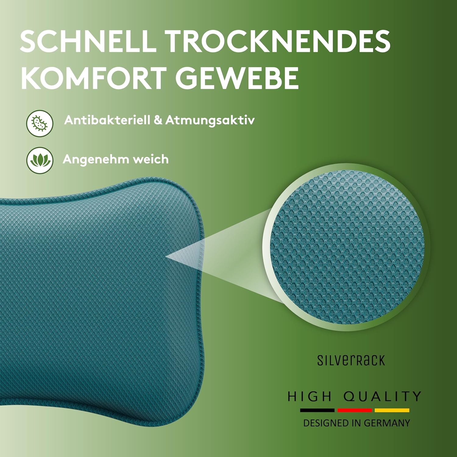 Thumbnail 4 de SilverRack Premium Badewannenkissen Petrol – Nacken- & Whirlpool-Kopfstütze mit Saugnäpfen