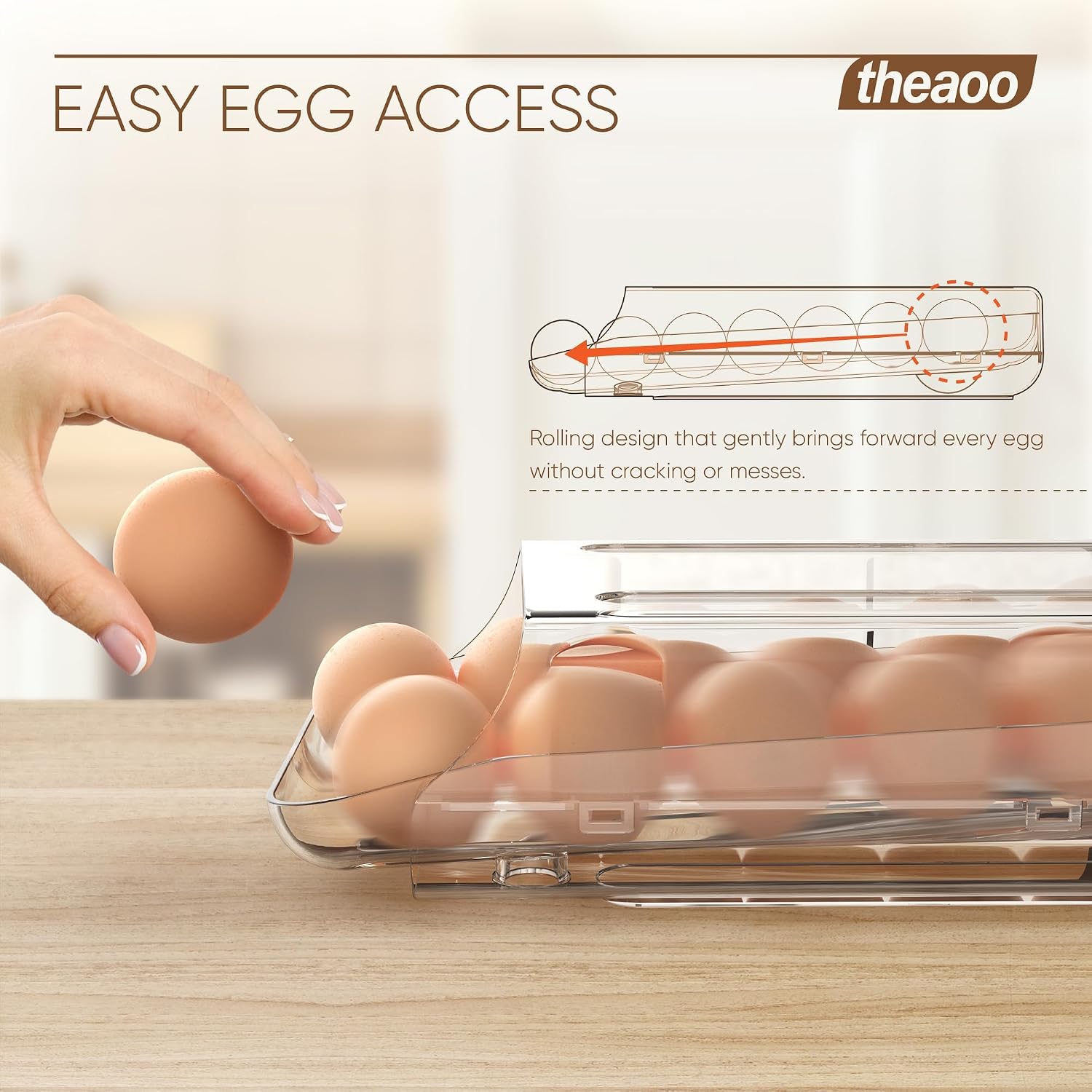 Detalle 2 de theaoo Egg Holder for Fridge — 1 Pack
