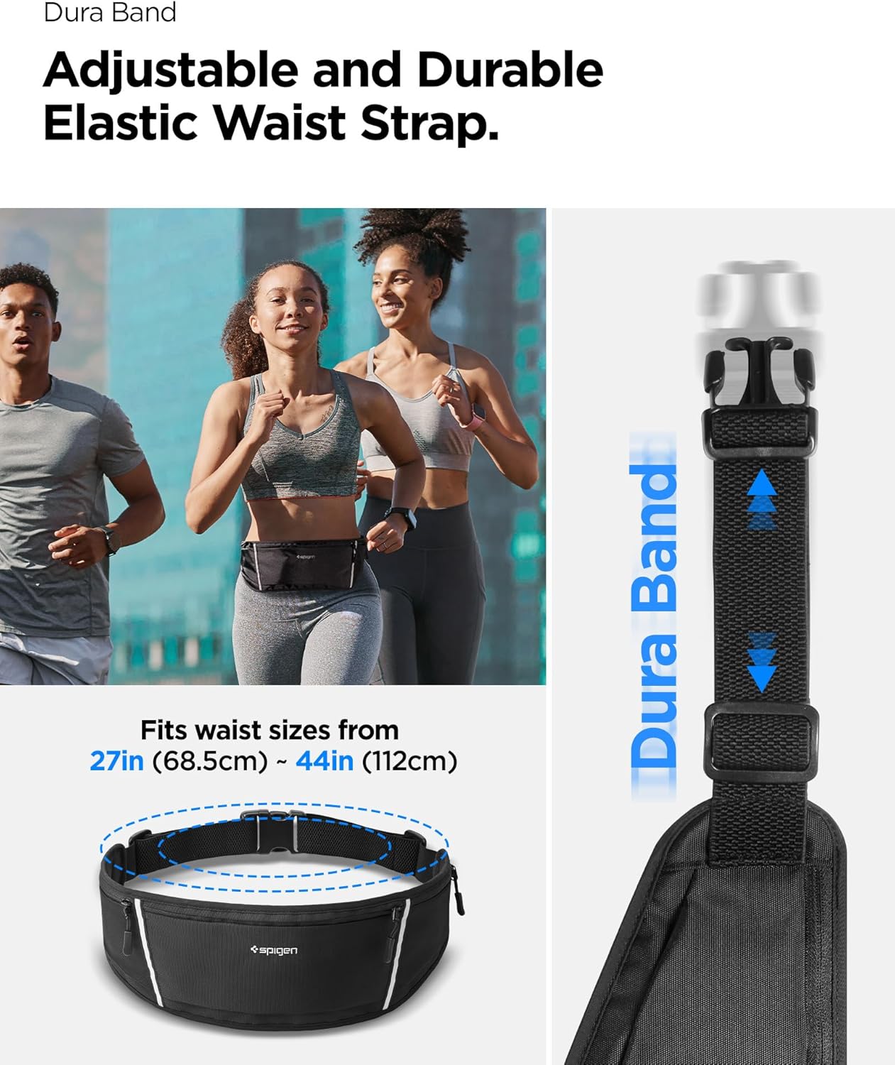 Thumbnail 4 de Spigen Dynamic Shield Cintura da Corsa: marsupio porta cellulare con strisce riflettenti e cintura regolabile, nero