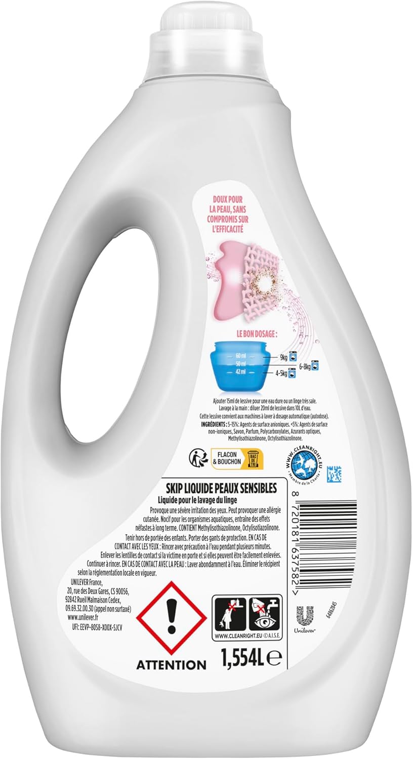 Thumbnail 2 de Skip Lessive Liquide Peaux Sensibles – Lot 5x37 lavages