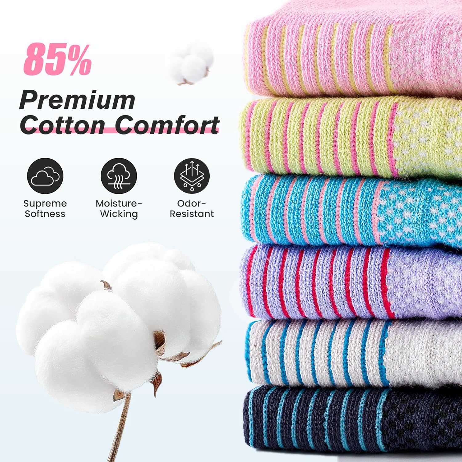 Thumbnail 3 de Niorasen Ankle Socks for Women (6 Pairs) — Cotton Cushioned Athletic Running Socks