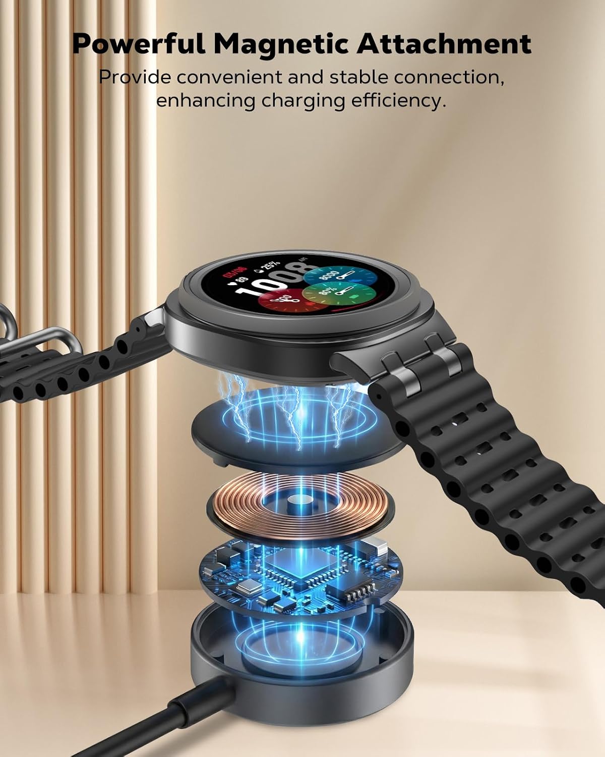 Detalle 2 de Astorgos Supporto Magnetico USB-C/USB-A per Galaxy Watch – Caricatore Portatile e Sicuro