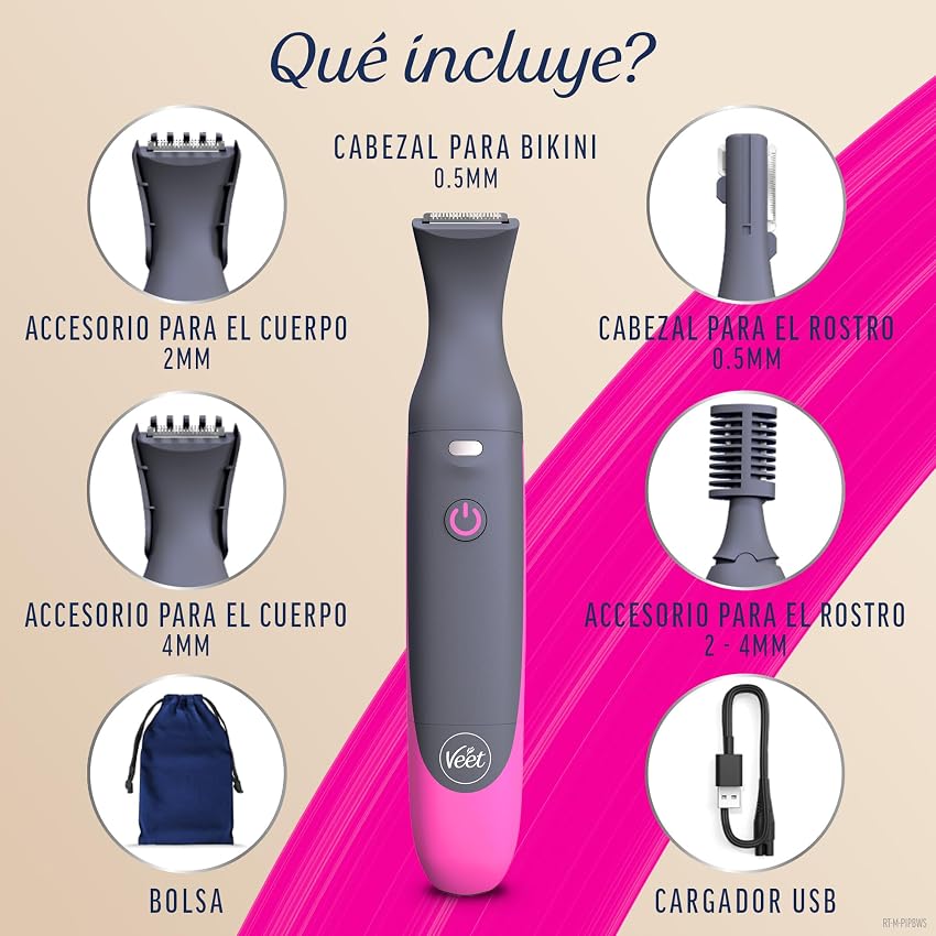 Detalle 2 de Veet Recortadora Todo en Uno para Mujer 💖 Zona Íntima y Cuerpo