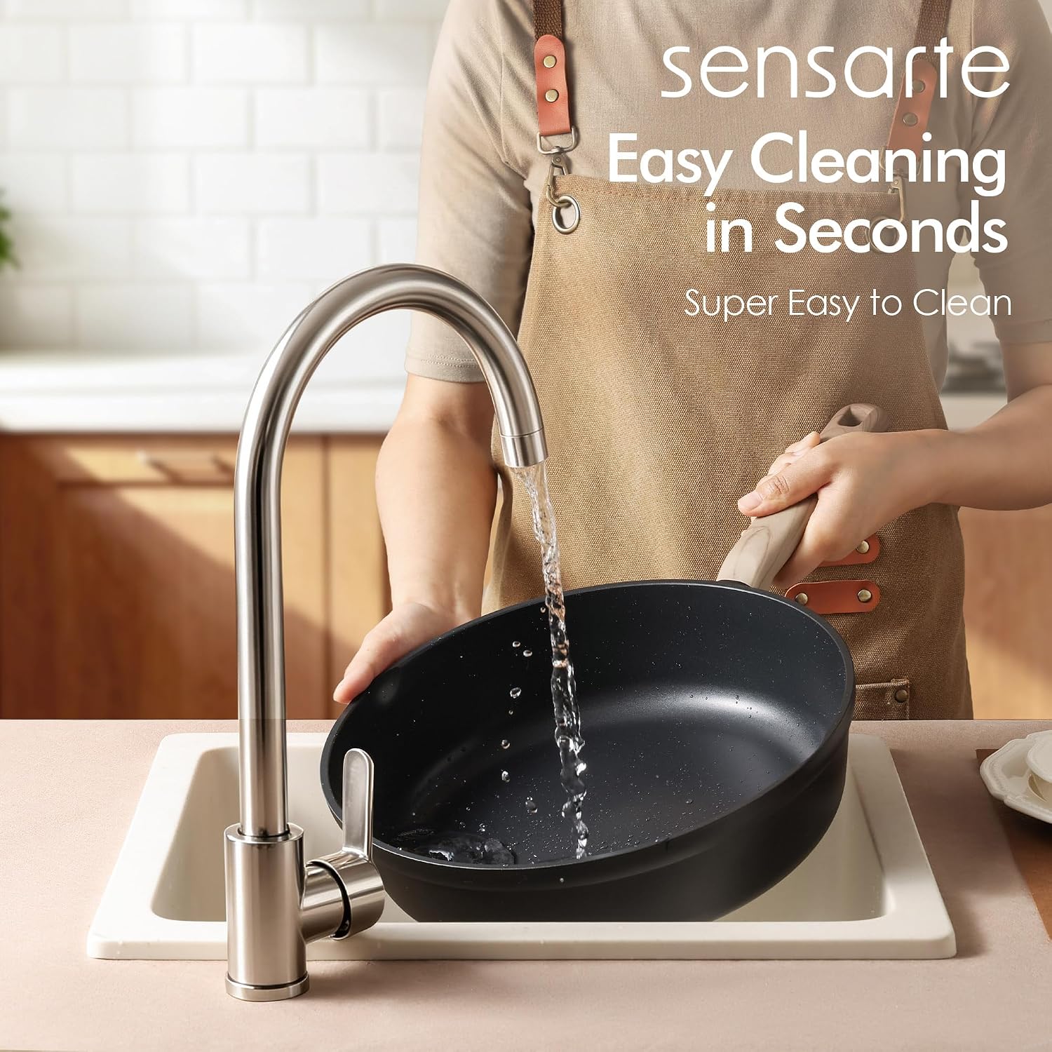 Detalle 2 de SENSARTE UK-SA-SJ6028B 28cm Deep Sauté Pan with Lid, Titanium Non-Stick