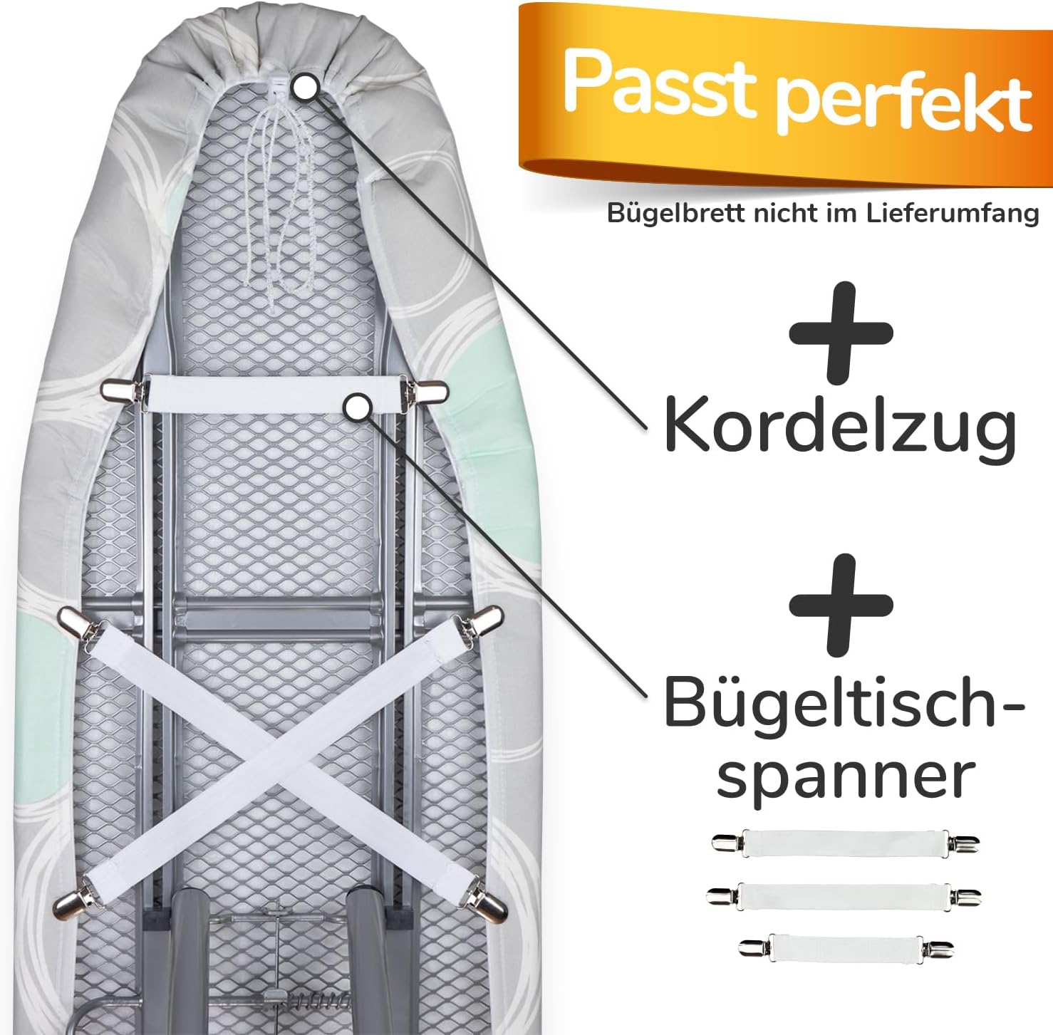 Detalle de smart&gentle Super Soft 5 Schichten Turbo-Bügelbrettbezug 120x40 (L) – ÖKOTEX Baumwoll-Polsterung mit Thermoreflexion