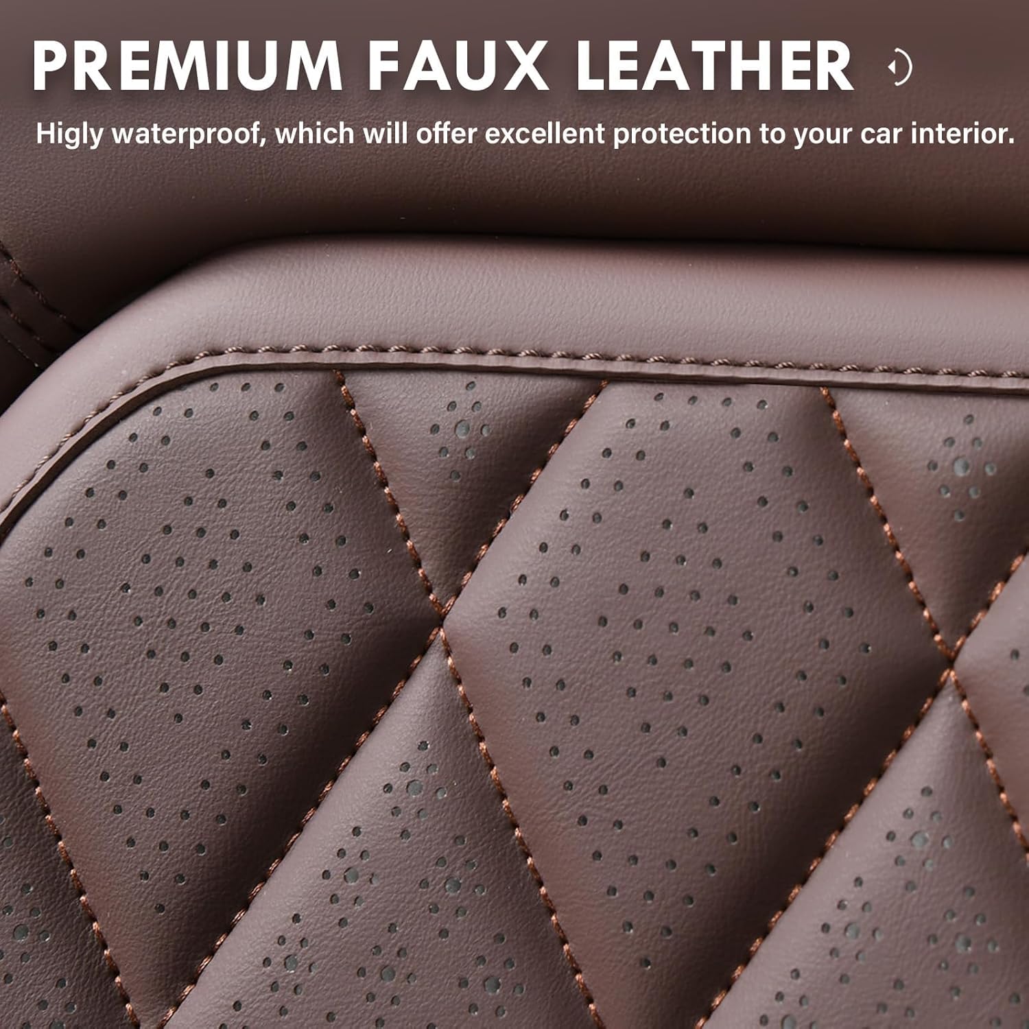 Thumbnail 2 de Coverado Front Seat Covers for Cars – Luxury Faux Leather, Universal Fit, Front Seats, Brown