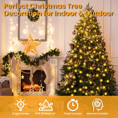 Detalle 2 de POIFL Guirnalda LED para árbol de Navidad, 400 LED y 16 hilos de 2 m