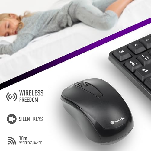 Detalle de NGS Euphoria kit inalámbrico 2.4 GHz QWERTY español (ratón + teclado) negro