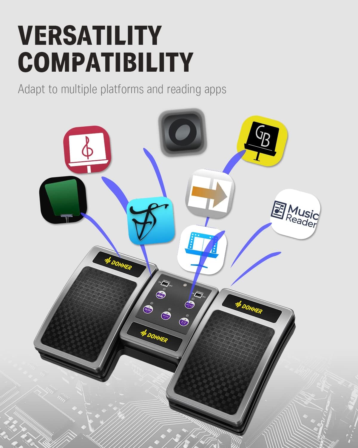 Thumbnail 3 de Donner EC960-1 Bluetooth Page Turner Pedal, Rechargeable, Silver