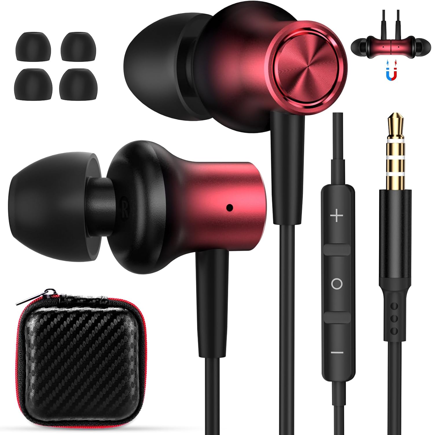 Detalle de HGCXING HGCXING00043 Wired Earbuds, 3.5 mm Magnetic In-Ear Headphones