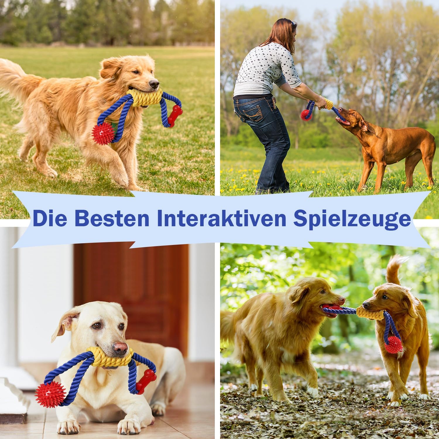 Detalle 2 de Aitmexcn Hundespielzeug Seil (43 cm) aus Baumwolle – Zerrspielzeug für kleine bis mittelgroße Hunde