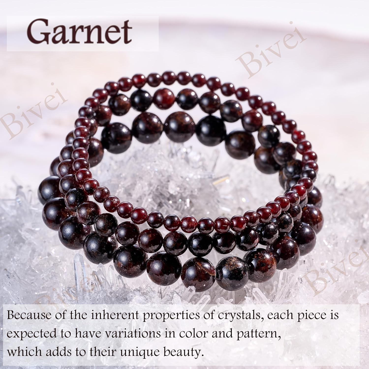 Thumbnail 2 de Bivei Kristall Armband 4mm Granat