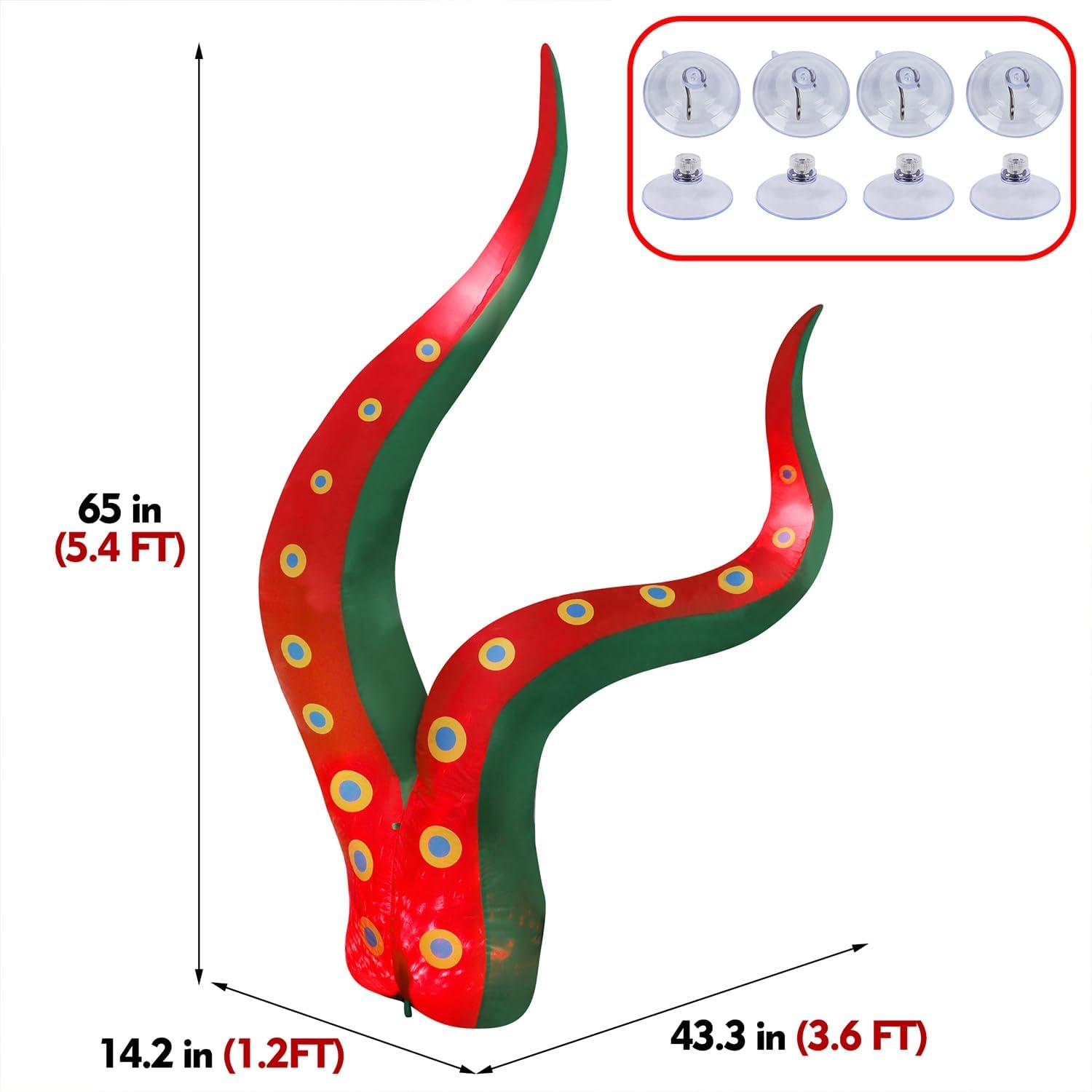 Detalle de Juegoal K1758C Halloween Inflatable Octopus Tentacles, Red LEDs, 2-Pack