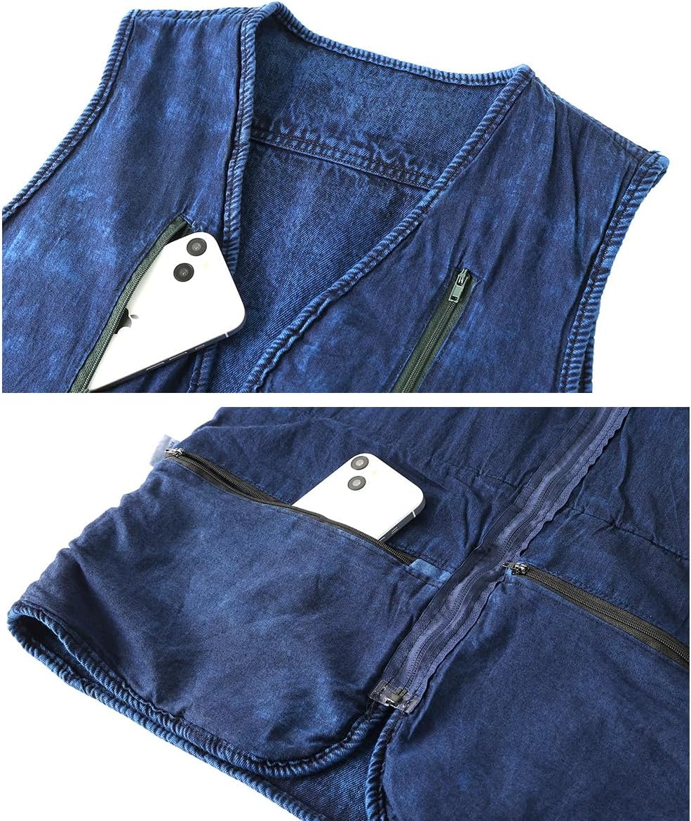 Thumbnail 6 de KTWOLEN Herren Retro Jeans Weste Motorrad