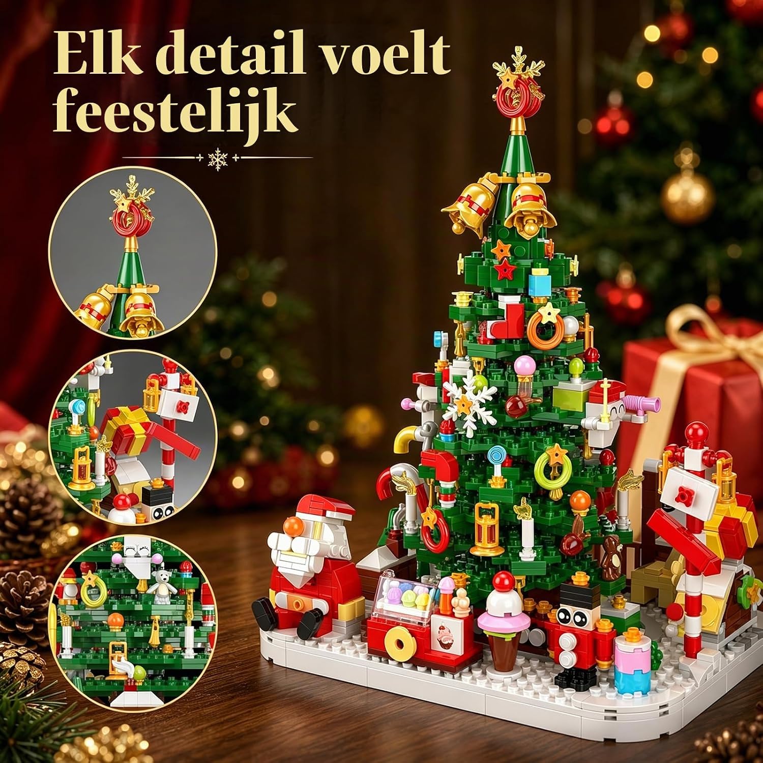 Detalle 2 de MYDOVA ZZ-AC112 adventskalender met kerstboom-bouwset en LED-lichtslinger