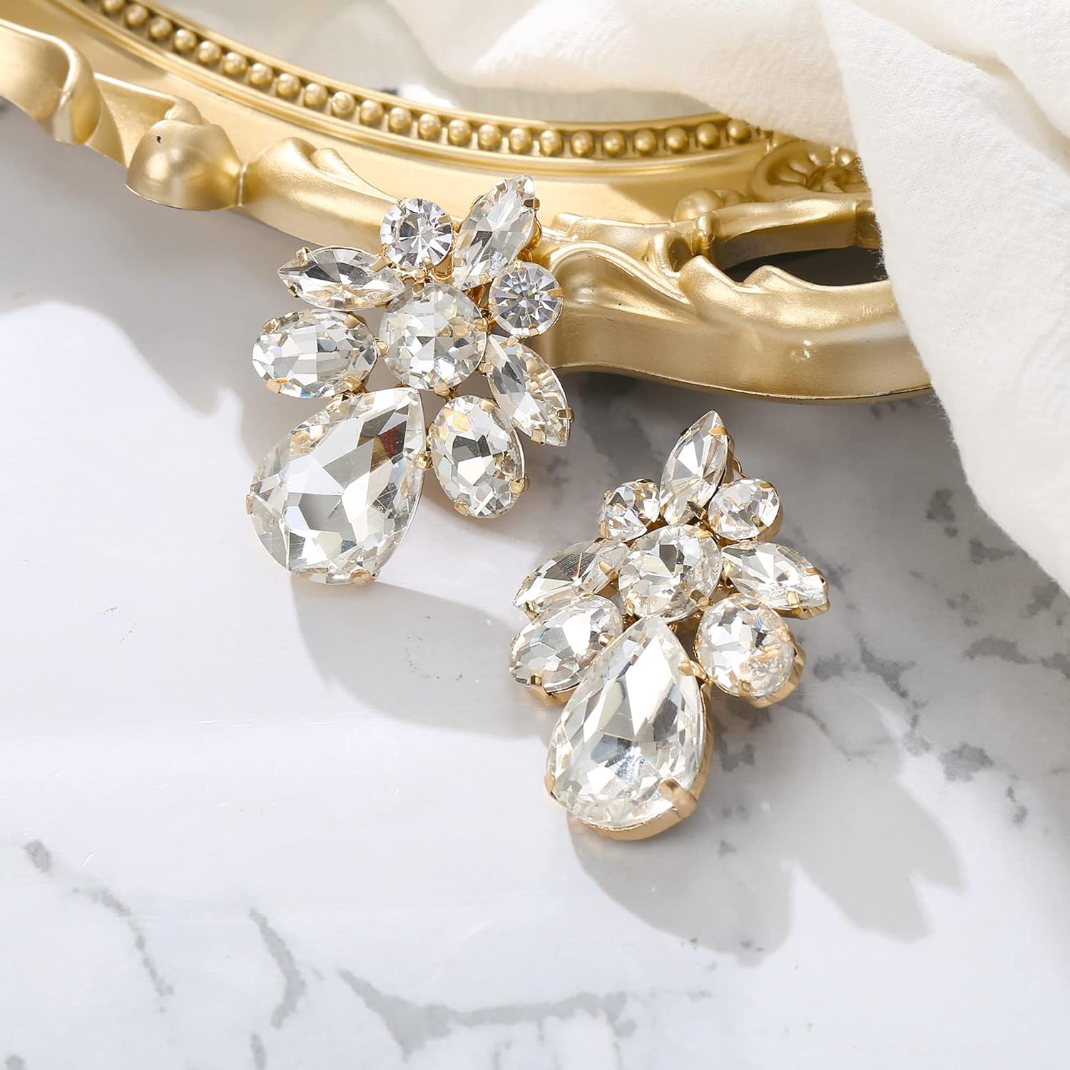Thumbnail 3 de Clearine orecchini clip-on da matrimonio con goccia marquise in rhinestone