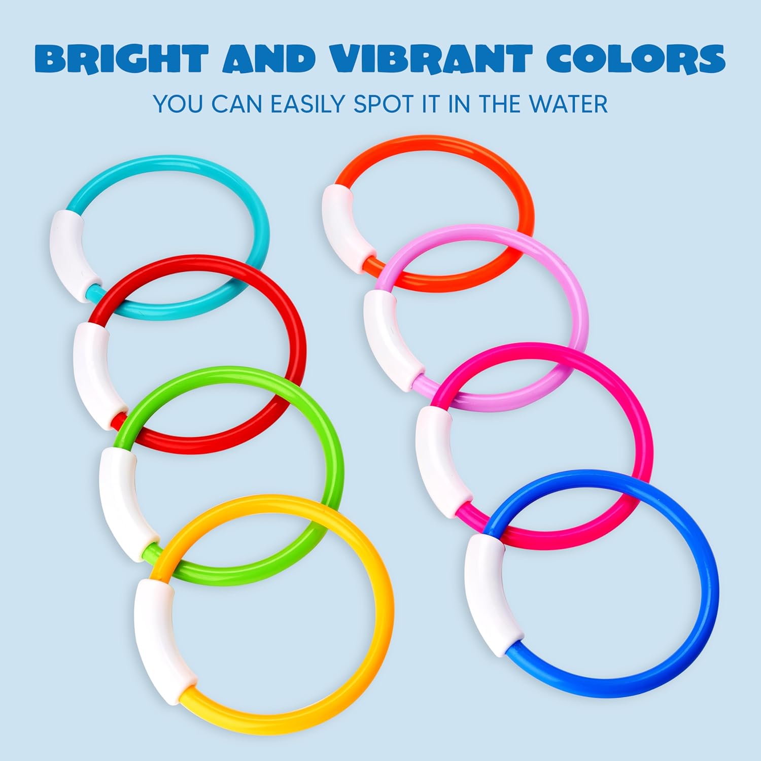 Detalle 2 de JOYIN Dive Rings set of 8 colourful swimming rings for kids (pool diving training toys)