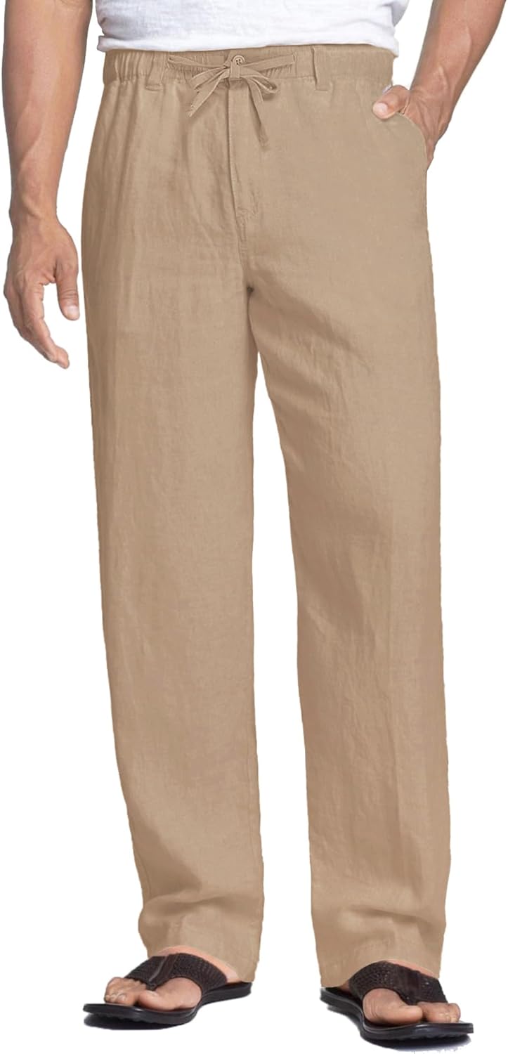Thumbnail 5 de COOFANDY Men’s Linen Pants with Elastic Waist & Drawstring, Zip Fly Lightweight Casual Trousers