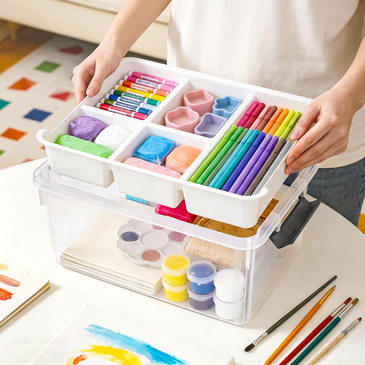 Thumbnail 1 de Bienvoun 6011 17 Qt Craft Storage Organizer with Removable Tray