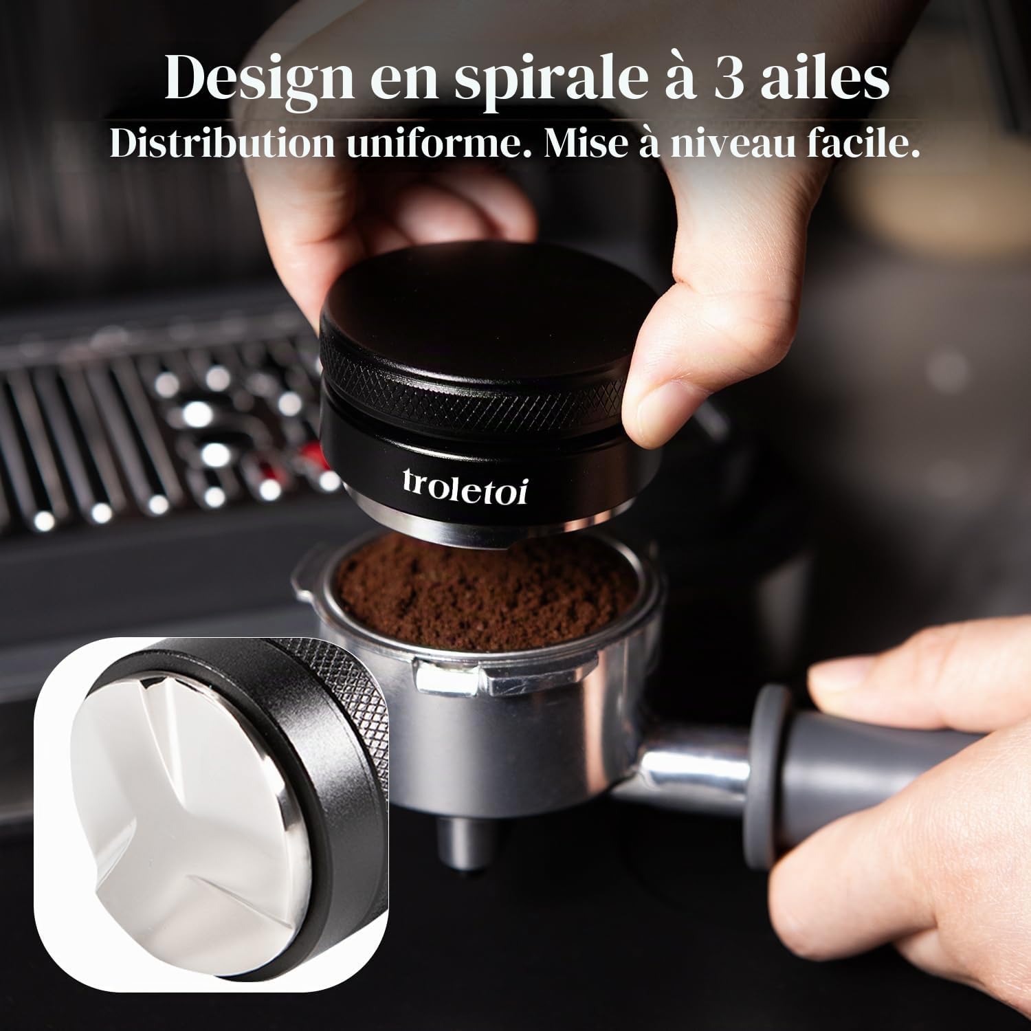 Detalle 2 de troletoi espressotoebehorenset 54 mm met tamper, WDT-tool en puck screen