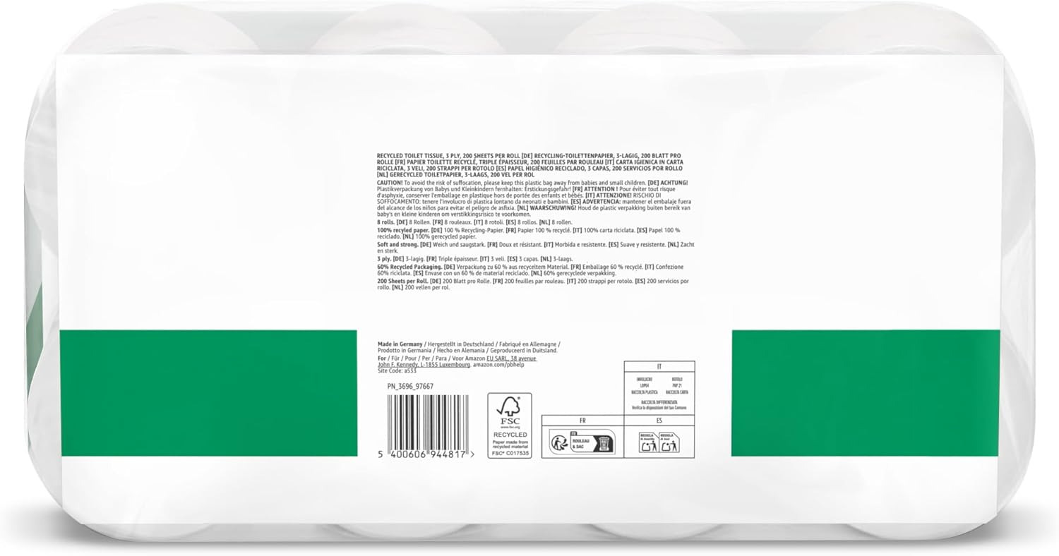 Thumbnail 6 de by Amazon Papier Toilette — 3 épaisseurs, 100 % recyclé, doux et résistant (48 rouleaux, 6 paquets de 8)