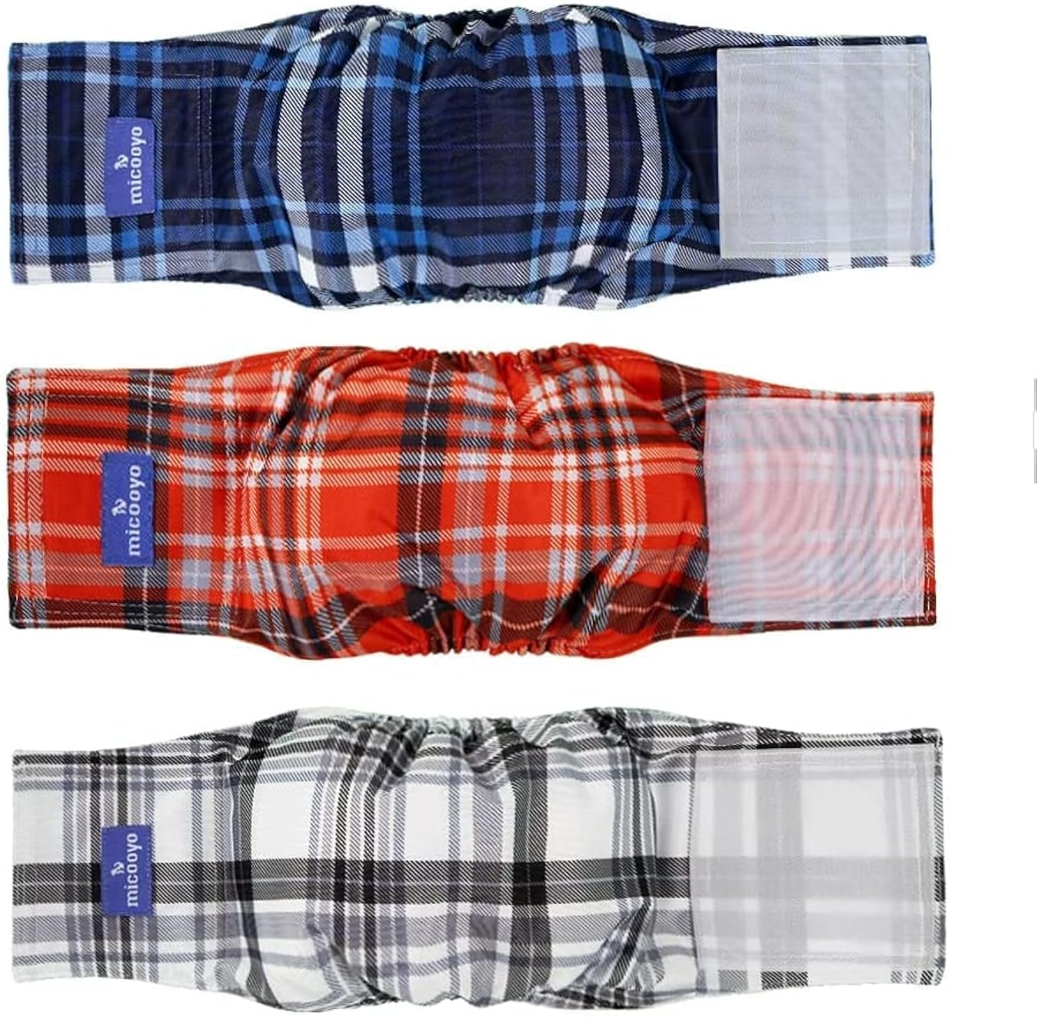 Detalle de MICOOYO Belly Bands for Dogs - Reusable Male Dog Nappies (3 Pack), Plaid, Size L