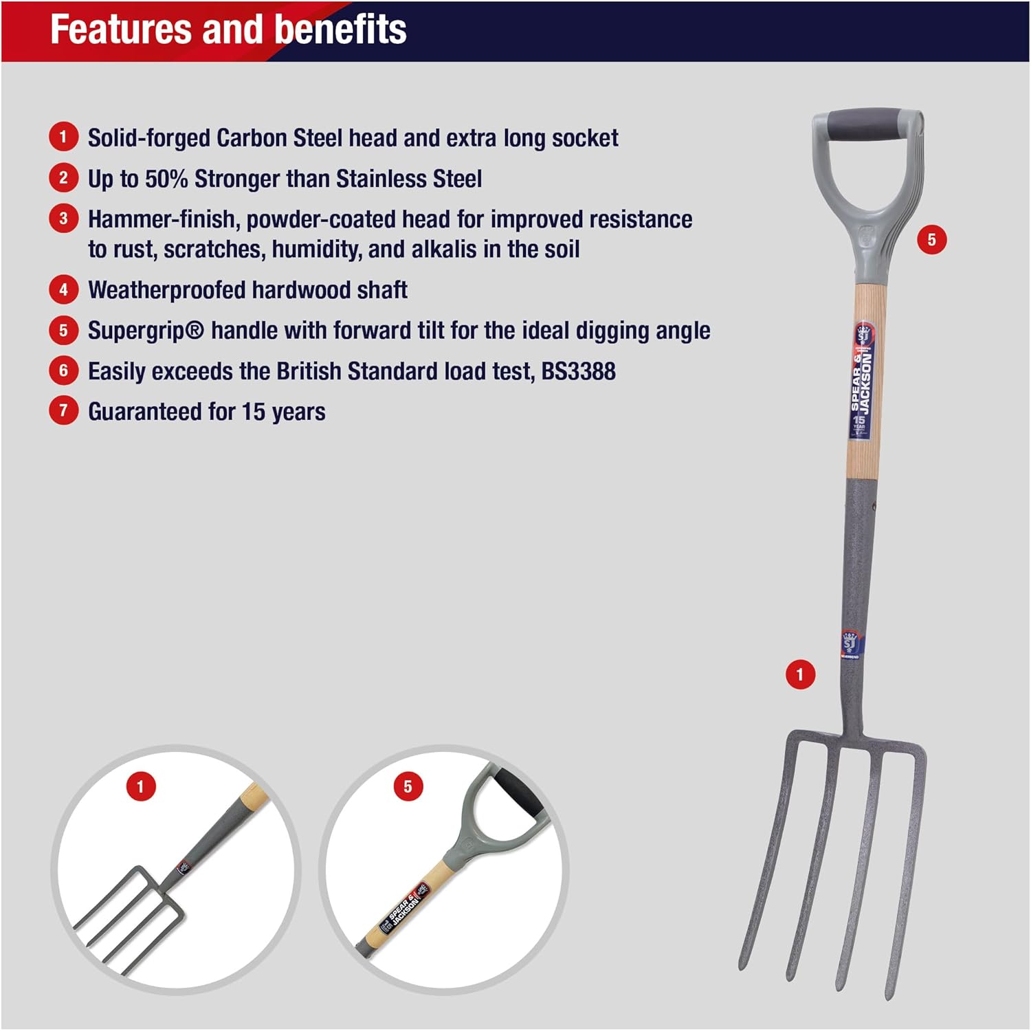 Thumbnail 1 de Spear & Jackson 1680NB Neverbend Carbon Digging Fork