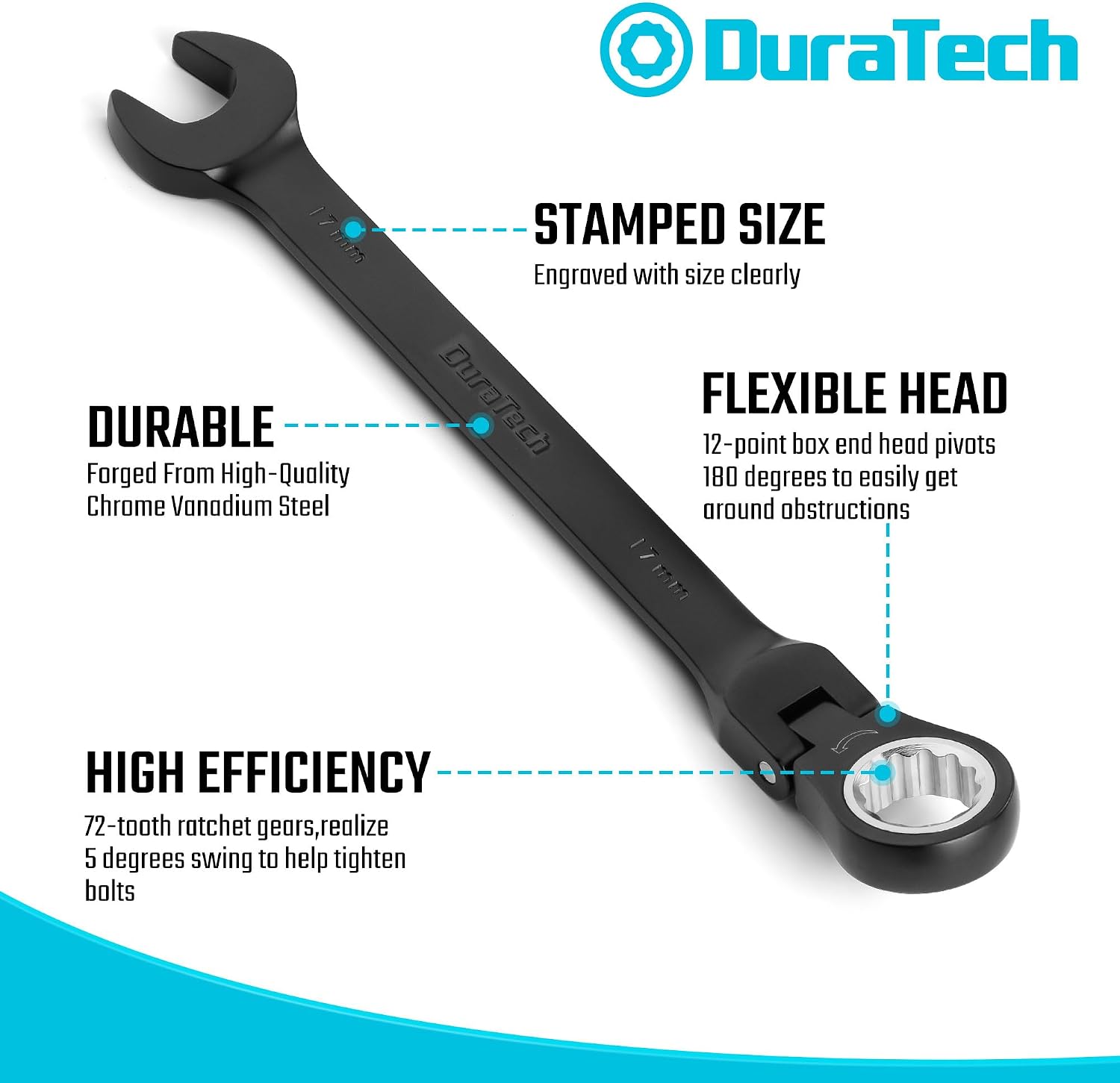 Detalle 2 de DURATECH spärrnyckelsats med flexhuvud, 9 delar, 8–17 mm