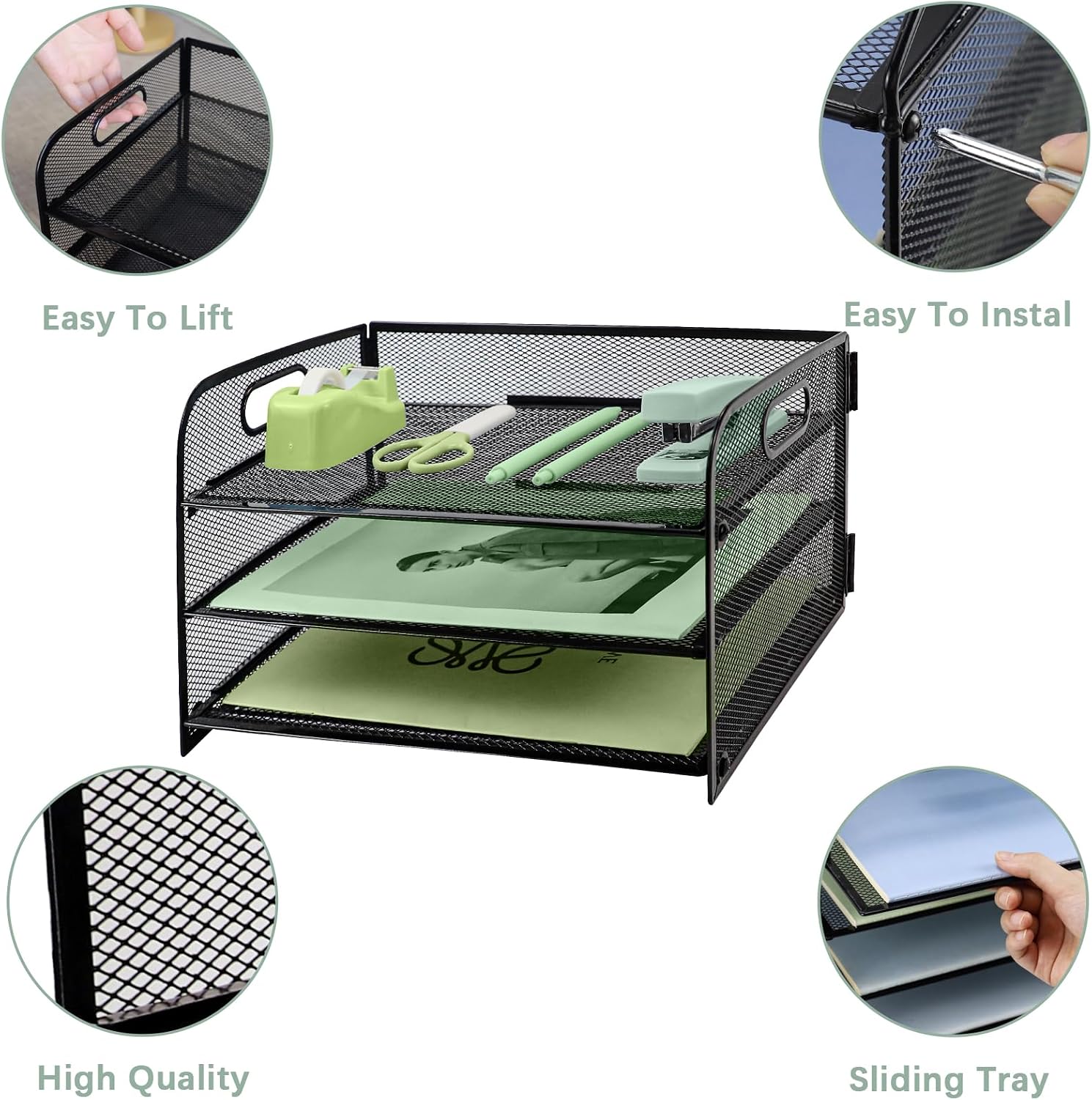 Thumbnail 5 de Paper Letter Tray with Handle 3 Tier