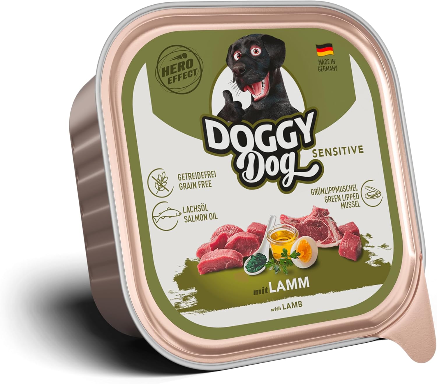 Detalle 2 de DOGGY Dog Paté Wildschwein & Geflügelherzen – nassfutter für Hunde, getreidefrei, 10 x 150 g
