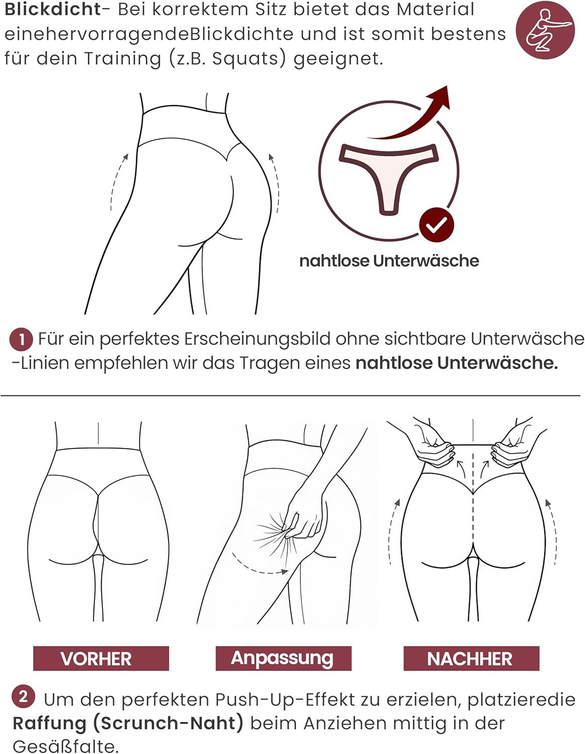 Thumbnail 3 de JOYSPELS Scrunch Butt Leggings Damen mit High-Waist und Push-up-Effekt (seamless)